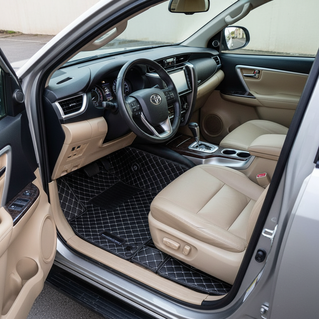 Toyota Fortuner 7D Floor Mats - Black - 4 Pcs Set - Model 2016-2022