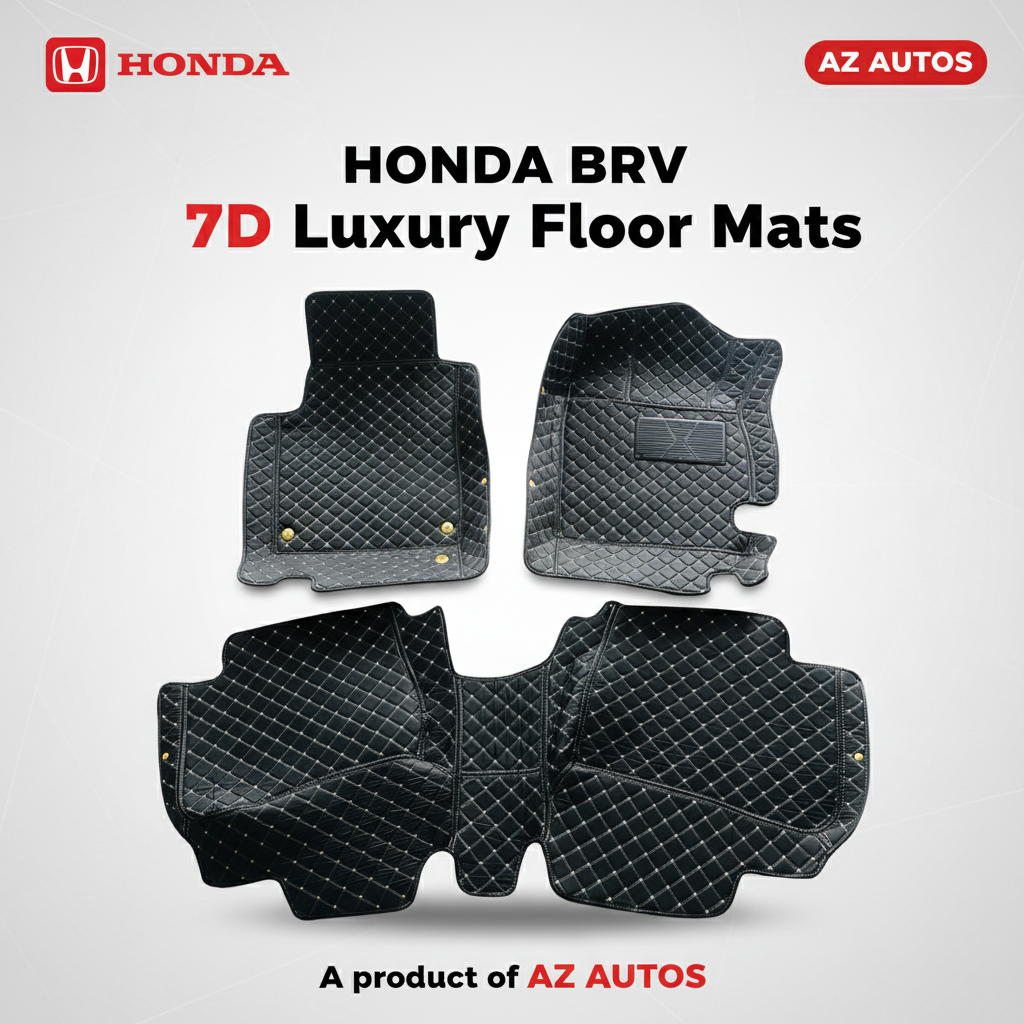 Honda BRV 7D Floor Mats - Black -3 Pcs Set - Model 2017-2025