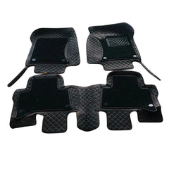 Toyota Prado 9D Floor Mats Mix Thread Grass 3 Pcs - Model 2009-2021 - Black With Black