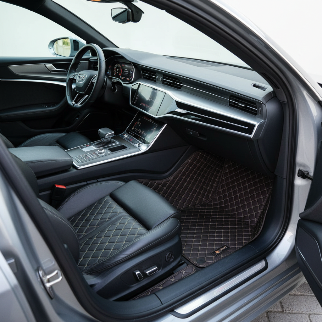 Audi A6 7D Luxury Floor Mats - Coffee - 3 Pcs Set - Model 2011-2018