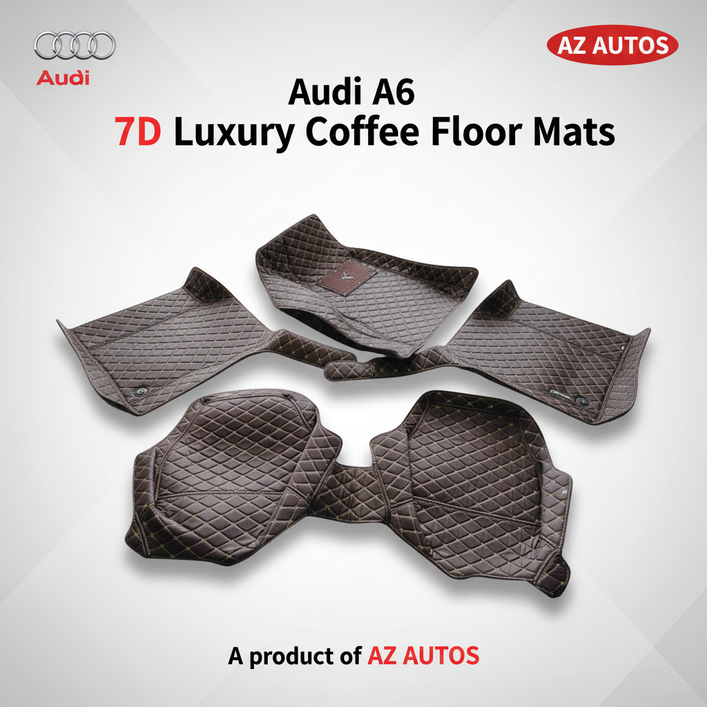 Audi A6 7D Luxury Floor Mats - Coffee - 3 Pcs Set - Model 2011-2018