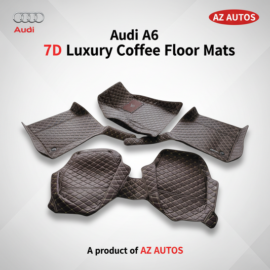 Audi A6 7D Luxury Floor Mats - Coffee - 3 Pcs Set - Model 2011-2018