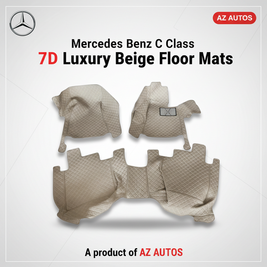 Mercedes Benz C Class 7D Floor Mats Beige 3Pcs 2014-2018