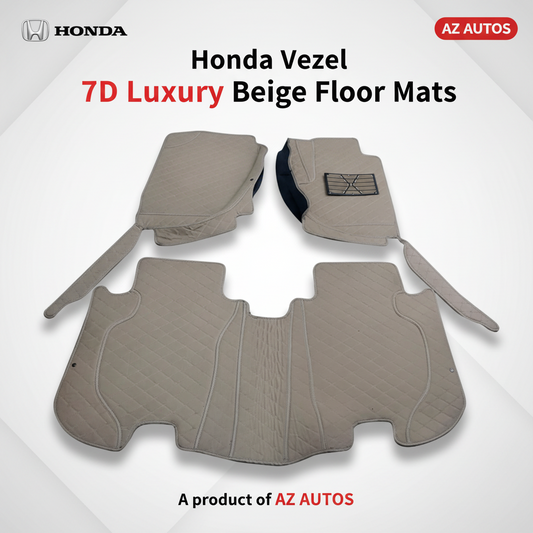 Honda Vezel - 7D Floor Mats - Beige - 3 Pcs Set - Model 2013-2025 - Car Interior Mats