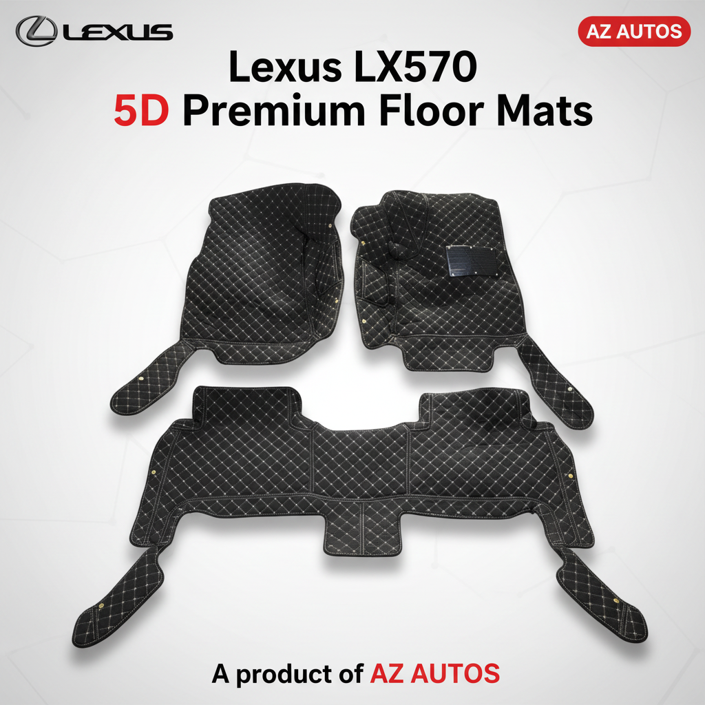 Lexus LX570 7D Floor Mats - Black - 3 Pcs Set - Model 2015-2018 - Best Quality Car Floor Mats in Pakistan