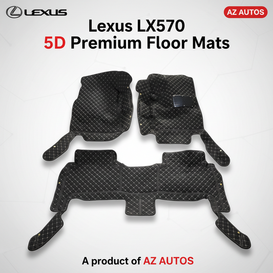 Lexus LX570 7D Floor Mats - Black - 3 Pcs Set - Model 2015-2018 - Best Quality Car Floor Mats in Pakistan