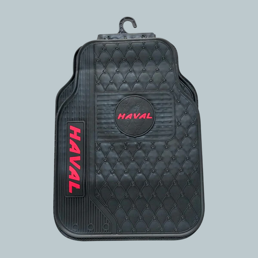 Haval H6 Universal PVC Rubber Floor Mat Black Mix Design 5 Pcs - Rubber Floor Mats | Car Mats | Vehicle Mats | Foot Mat For Car | Latex Mats