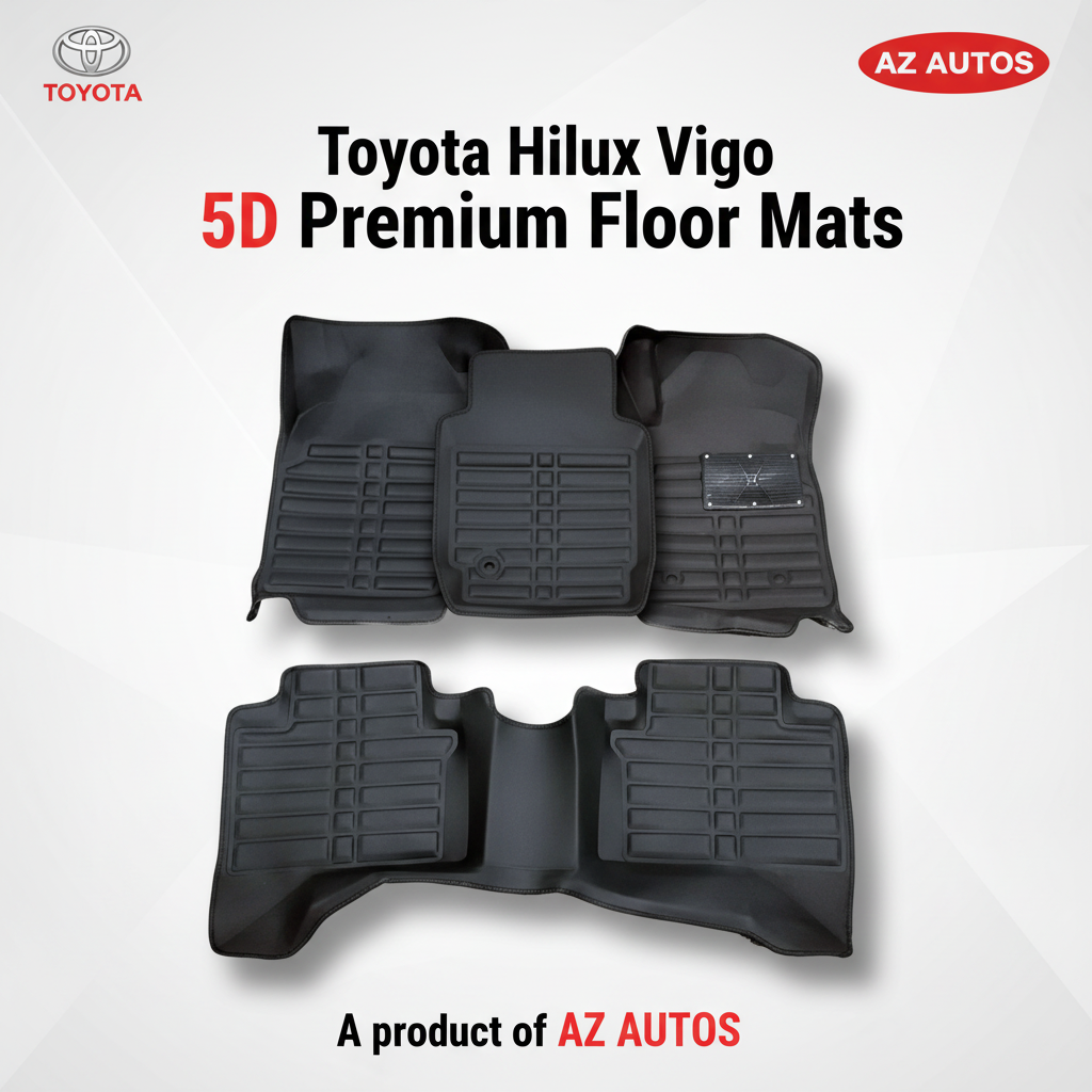 Toyota Hilux Vigo 5D Custom Floor Mat Black 3 Pcs - Model 2005-2016