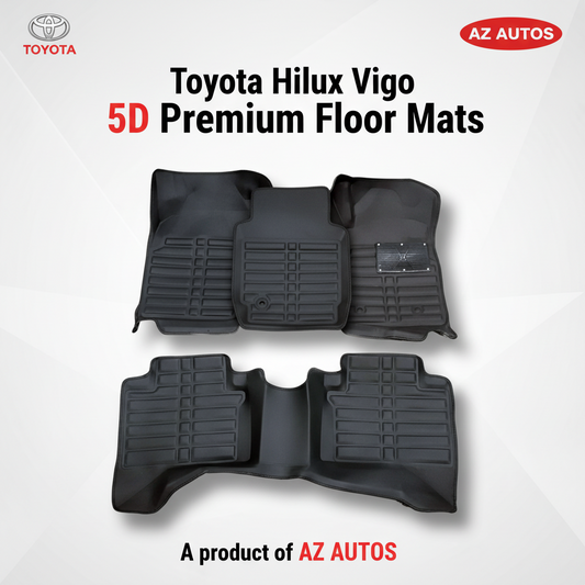 Toyota Hilux Vigo 5D Custom Floor Mat Black 3 Pcs - Model 2005-2016