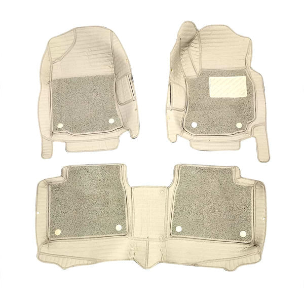 Toyota Corolla 9D Lining Floor Mat 3 Pcs 2014-2024 2016 - 2026 - Beige With Beige Grass Mix Thread