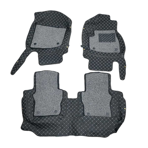 Honda City 9D Floor Mats Mix Thread Grass 2021-2022 - Black With Grey