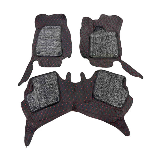 MG ZS 9D Floor Mats Mix Thread Grass 3 Pcs - Model 2020-2022 - Black With Grey