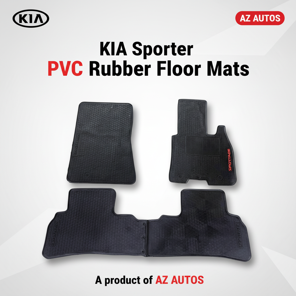 KIA Sportage Custom Fit PVC Rubber Floor Mat 3 Pcs 2019-2021 - - Black Mix Design
