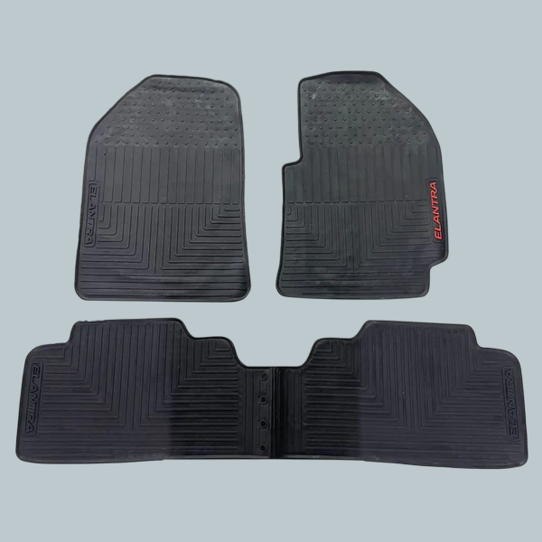 Hyundai Elantra Custom Fit PVC Rubber Floor Mat Black 2020-2024 - - Mix Design 3 Pcs