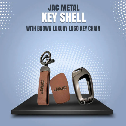 JAC Metal Key Shell with Brown Luxury Logo Key Chain - Model 2025-2026