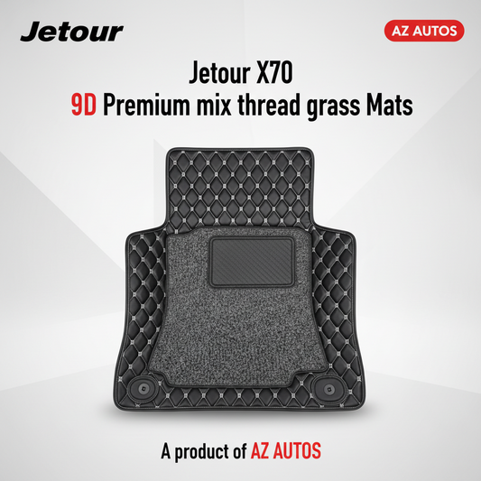 Jetour X70 Plus 9D Floor Mats - Black With Black Grass 2025 - 4 Pcs Set
