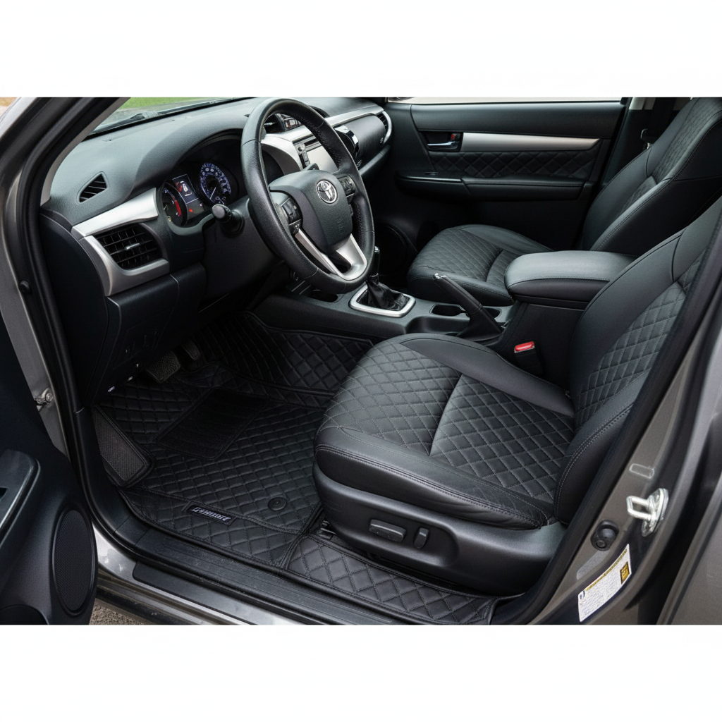 Toyota Hilux Revo/Rocco 9D Floor Mat Mix Thread Black Grass 2016-2021 - 3 Pcs