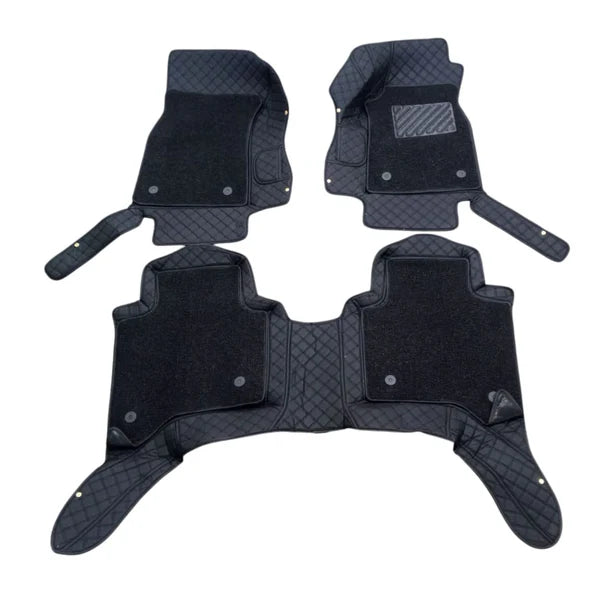 Toyota Hilux Revo/Rocco 9D Floor Mats Mix Thread 3 Pcs - Black With Grey Grass