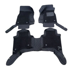 Toyota Hilux Revo/Rocco 9D Floor Mats Mix Thread 3 Pcs - Black With Grey Grass