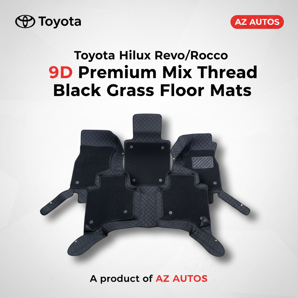 Toyota Hilux Revo/Rocco 9D Floor Mat Mix Thread Black Grass 2016-2021 - 3 Pcs
