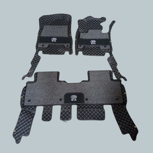 KIA EV5 10D Floor Mat - Black With Grey Grass 2024-2025 - Mix Thread - 3 Pcs Set
