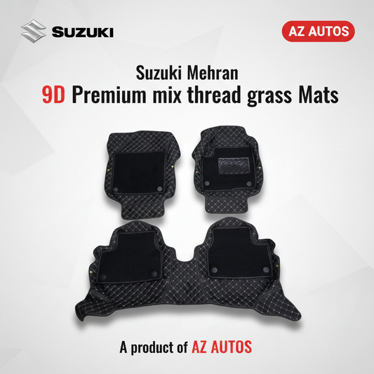 Suzuki Mehran 9D Floor Mat Mix Thread Black With Black Multi Color - - Model 2007-2019
