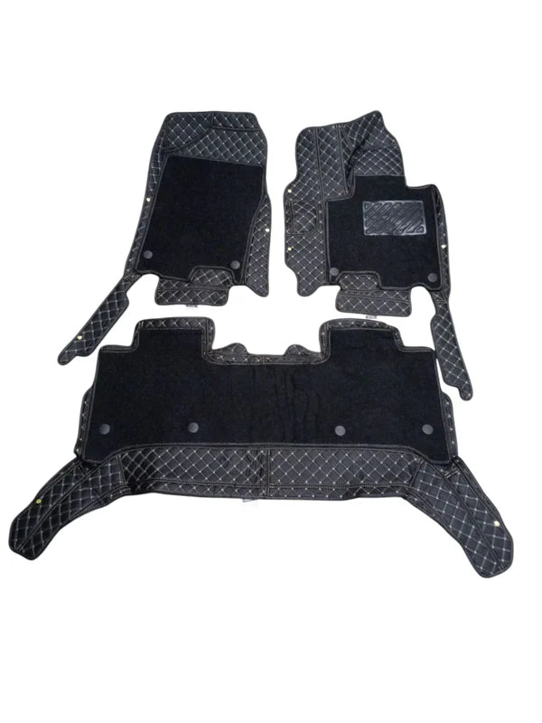 Changan Oshan X7 9D Floor Mats With Mix Thread 2022 - 2025 - Black With Black Grass