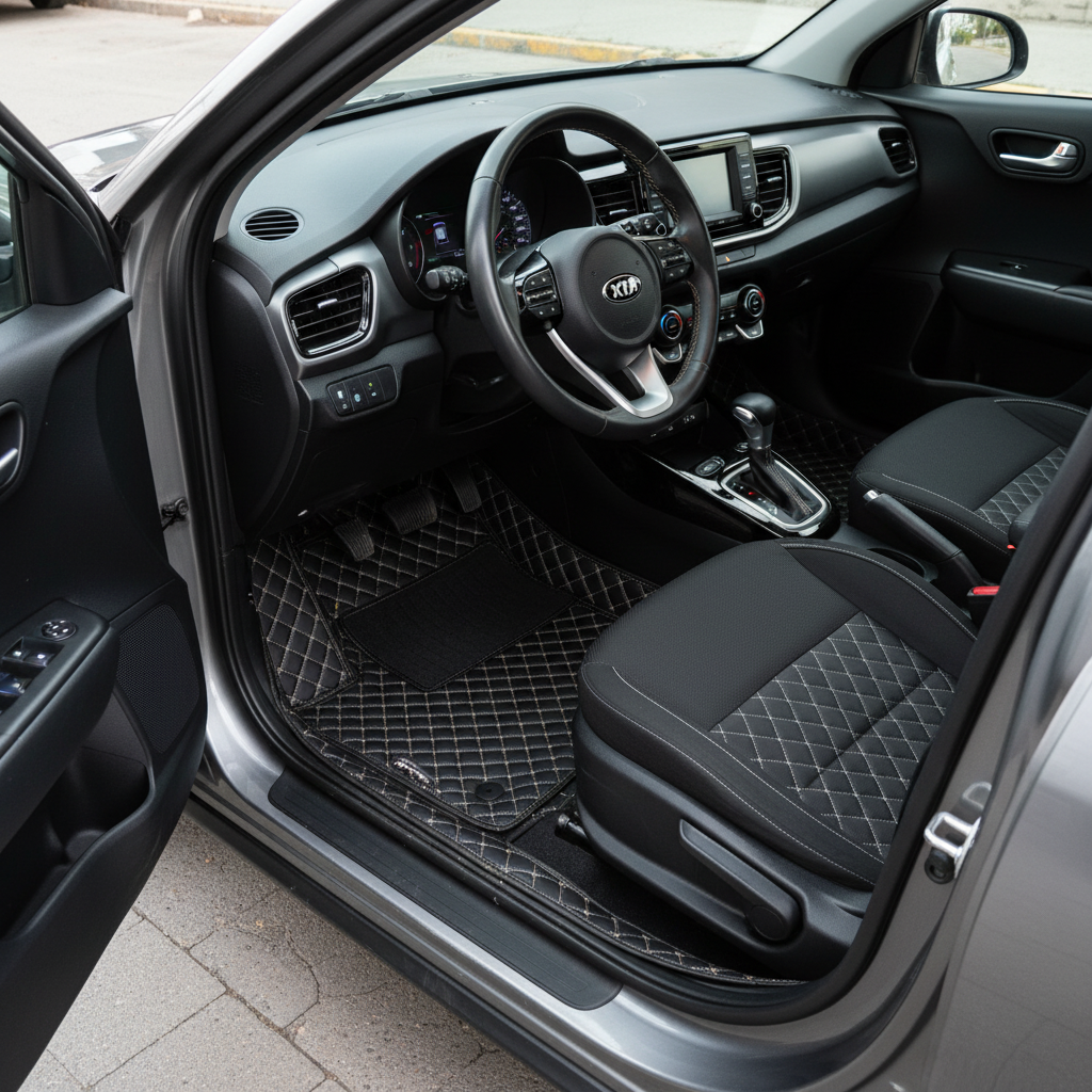 KIA Stonic 9D Floor Mat Mix Thread Black With Black Multi Color - - Model 2022-2024