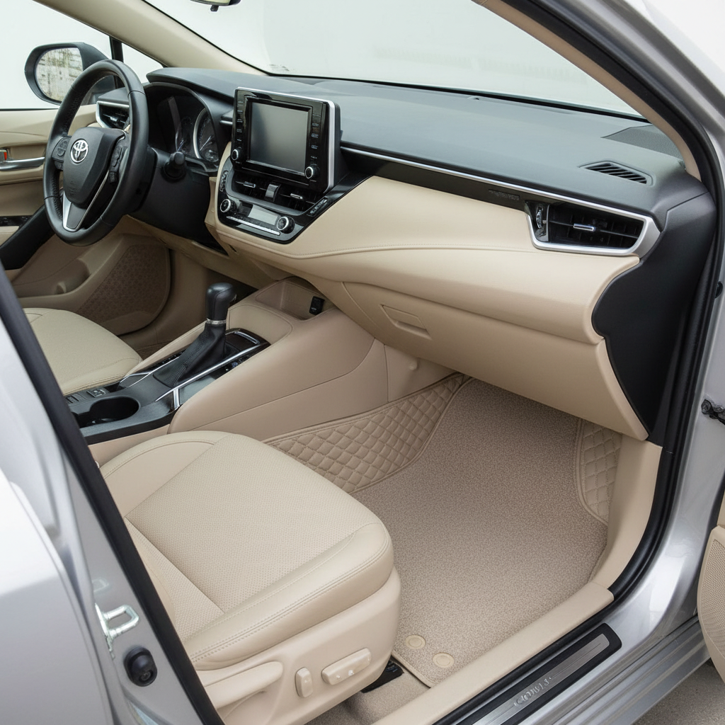 Toyota Corolla 9D Floor Mat Mix Thread Beige Grass 2014-2022 - 3 Pcs