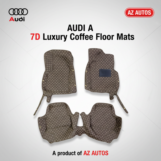 Audi A3 7D Luxury Floor Mats - Coffee - 3 Pcs Set - Model 2012-2018