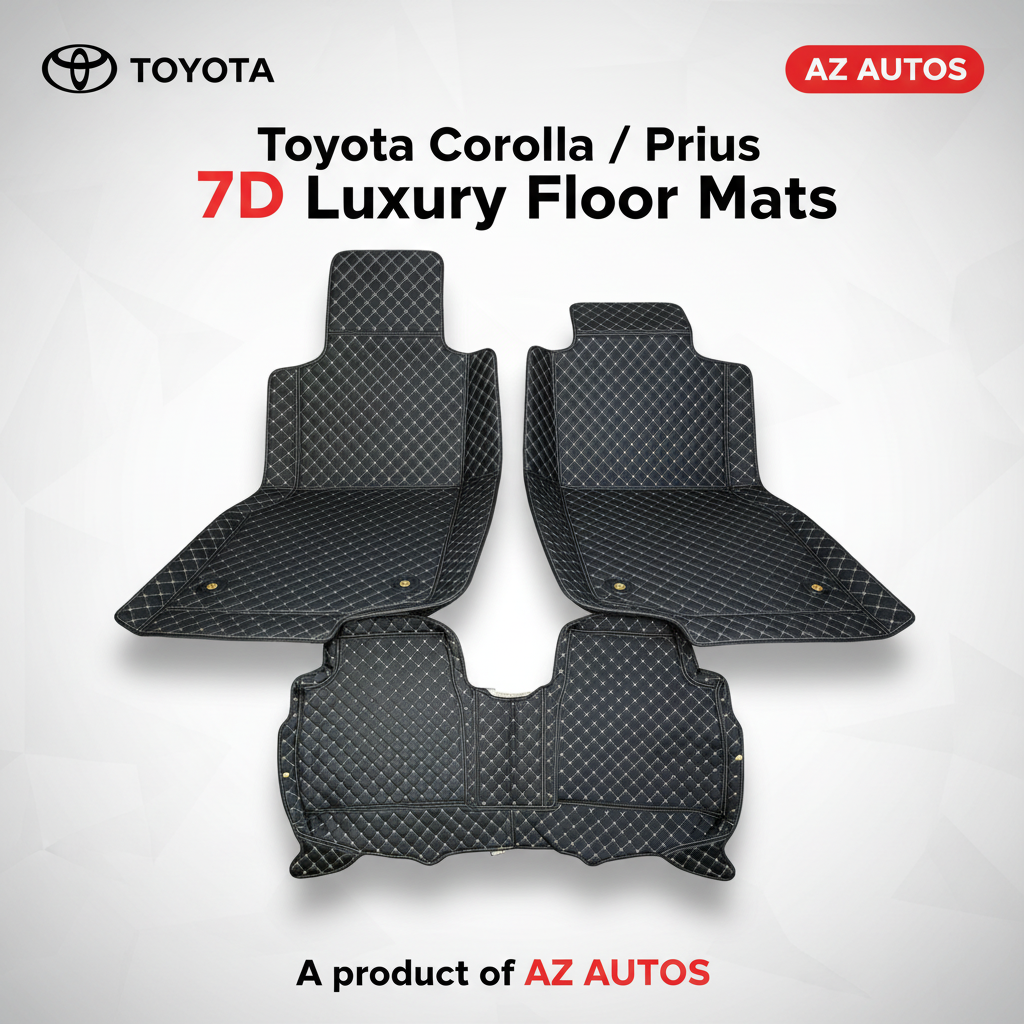 Toyota Corolla / Prius 7D Floor Mats - Black - 3 Pcs Set 2014-2025