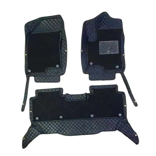 Haval Jolion 9D Floor Mats Mix Thread Grass 3 Pcs - Model 2021-2024 - Black With Black