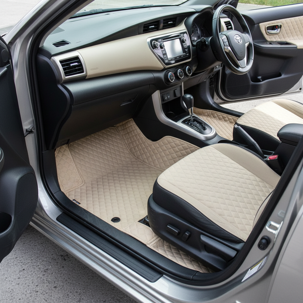 Toyota Land Cruiser LC200 7D Floor Mats - Beige - 3 Pcs 2015-2022