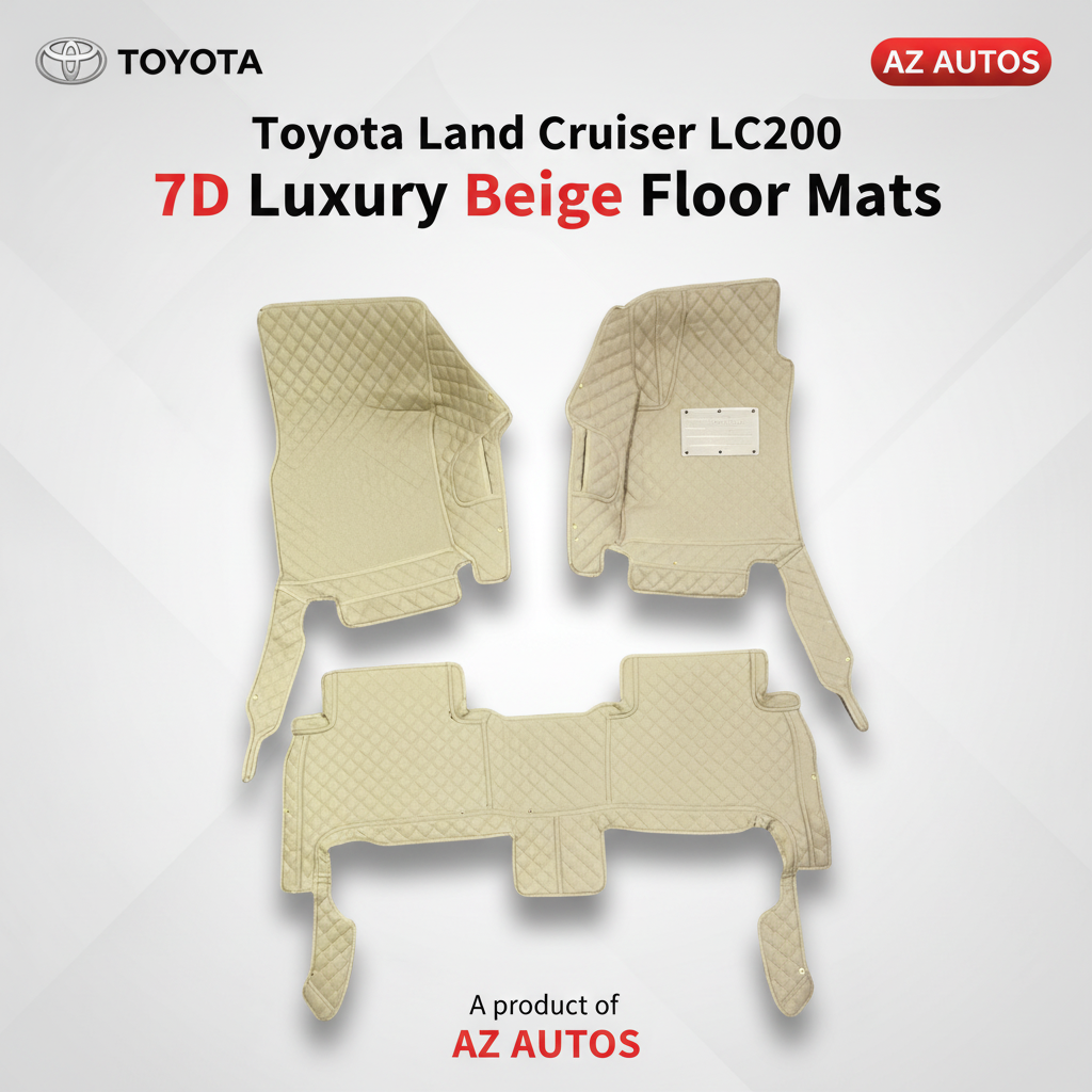 Toyota Land Cruiser LC200 7D Floor Mats - Beige - 3 Pcs 2015-2022