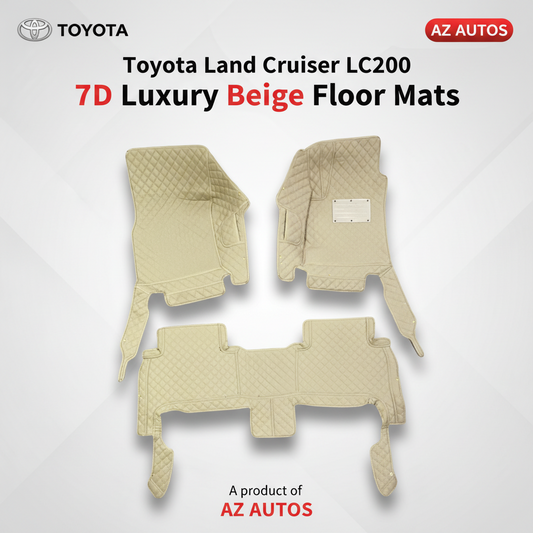 Toyota Land Cruiser LC200 7D Floor Mats - Beige - 3 Pcs 2015-2022