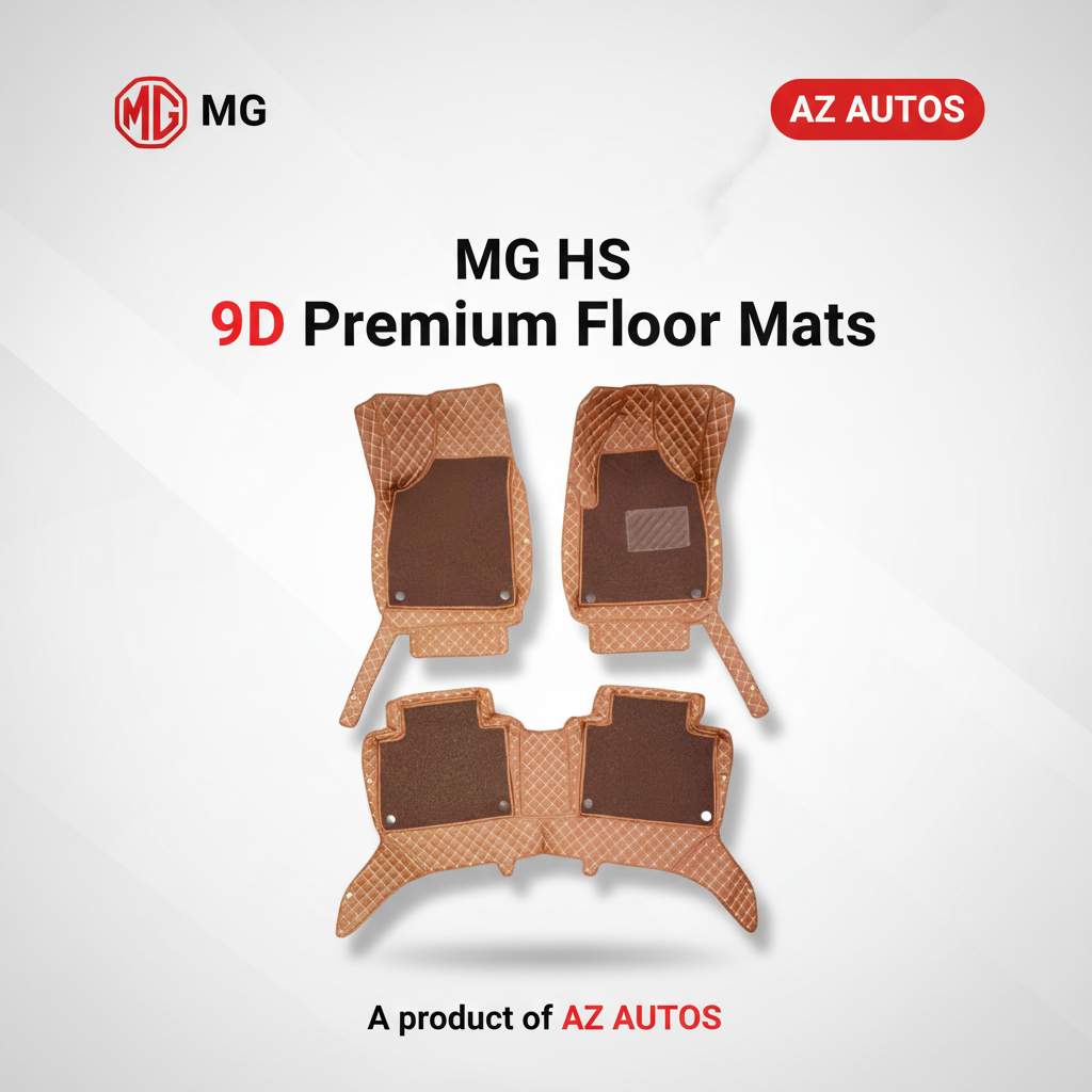 MG HS 9D Floor Mats Mix Thread Grass 3 Pcs - Model 2020-2022 - Brown With Brown
