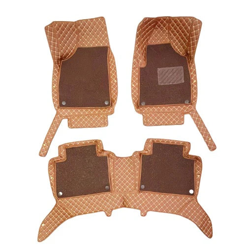 MG HS 9D Floor Mats Mix Thread Grass 3 Pcs - Model 2020-2022 - Brown With Brown
