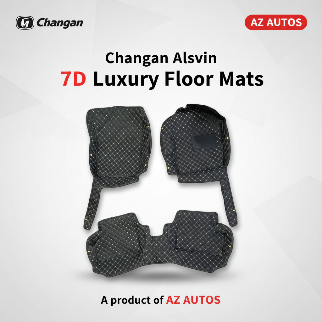 Changan Alsvin 7D Floor Mats - Black - 3 Pcs Set - Model 2021-2025