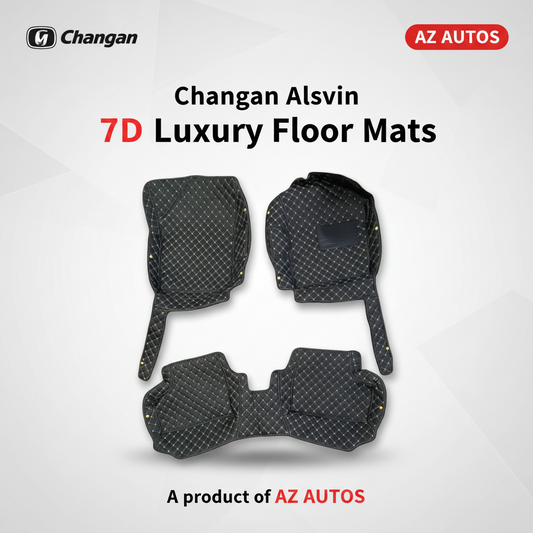Changan Alsvin 7D Floor Mats - Black - 3 Pcs Set - Model 2021-2025