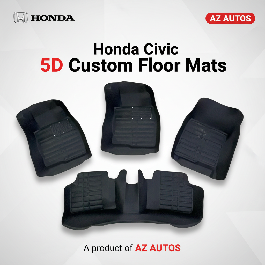 Honda Civic 5D Custom Floor Mat Black 3 Pcs - Model 2016-2024
