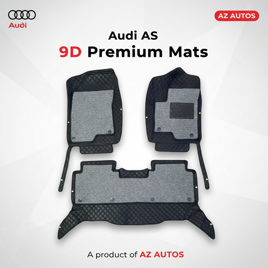 Audi A6 9D Floor Mats Mix Thread BlackWith Grey Grass 3Pcs 2011-2018