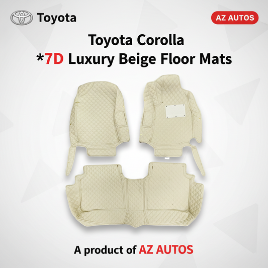 Toyota Corolla 7D Floor Mats - Beige - 3 Pcs Set - Model 2014-2025