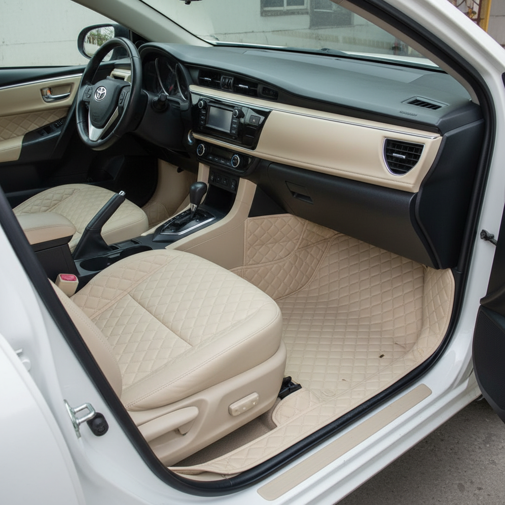 Toyota Corolla 7D Floor Mats - Beige - 3 Pcs Set - Model 2014-2025