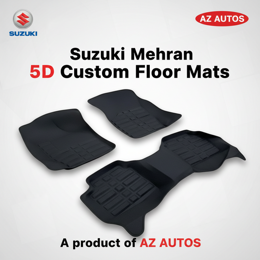 Suzuki Mehran 5D Custom Floor Mat Black 3 Pcs - Model 2012-2017