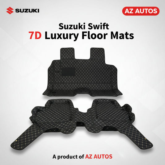 Suzuki Swift 7D Floor Mats - Black - 3 Pcs Set - Model 2010-2021