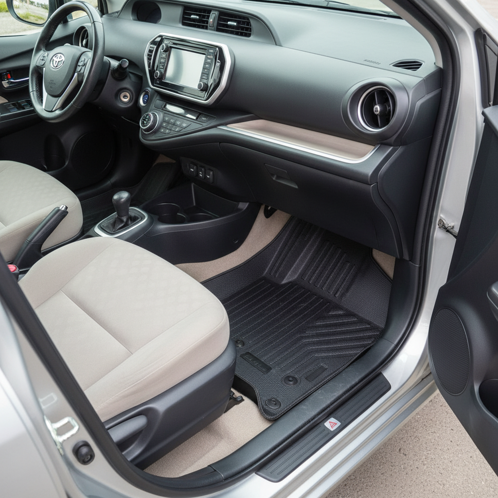 Toyota Aqua TPE Floor Mat Black 3 Pcs - Model 2022-2024