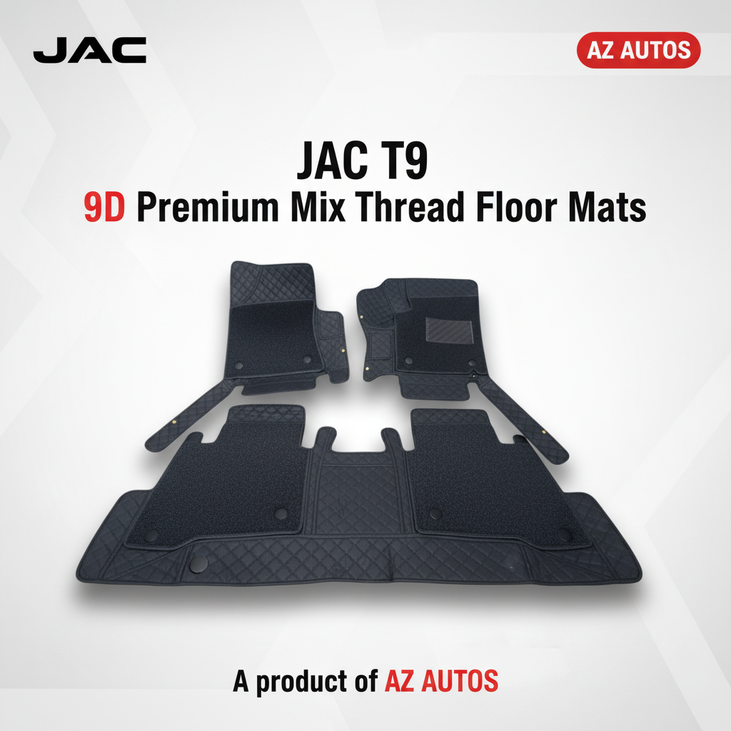 JAC T9 Hunter 9D Floor Mats Black with Black Grass 3 Pcs 2025-2026