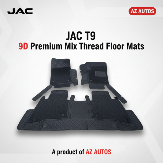JAC T9 Hunter 9D Floor Mats Black with Black Grass 3 Pcs 2025-2026