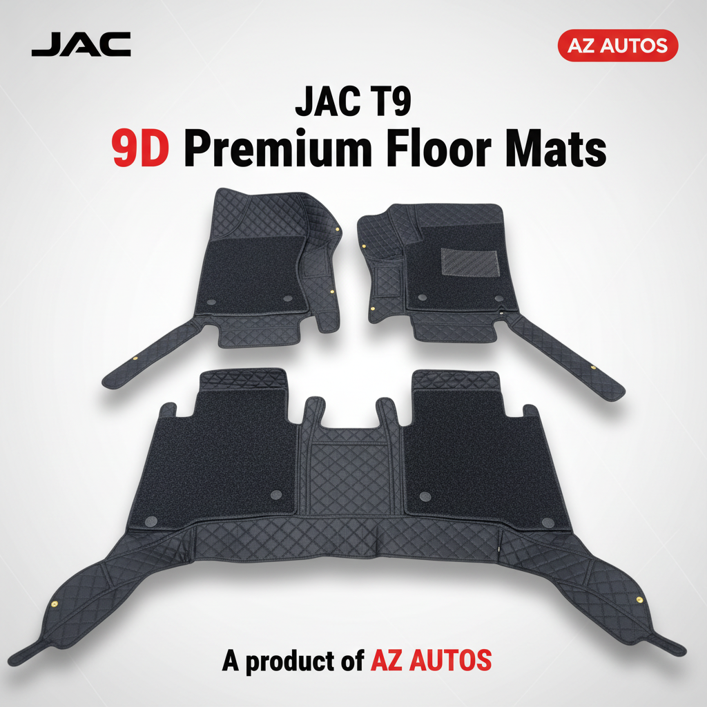 JAC T9 Hunter 9D Floor Mats Black with Black Grass 3 Pcs 2025-2026