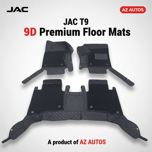 JAC T9 Hunter 9D Floor Mats Black with Black Grass 3 Pcs 2025-2026